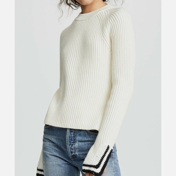 Helmut Lang Cream Ribbed Sweater with Black Accents - Picture 3 of 11